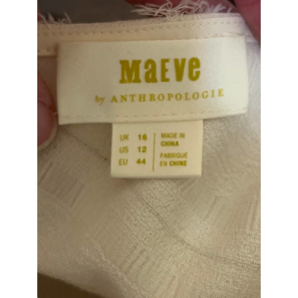 Anthropologie Maeve Cream Sleeveless Eyelash Blouse Size 12 - Picture 7 of 9